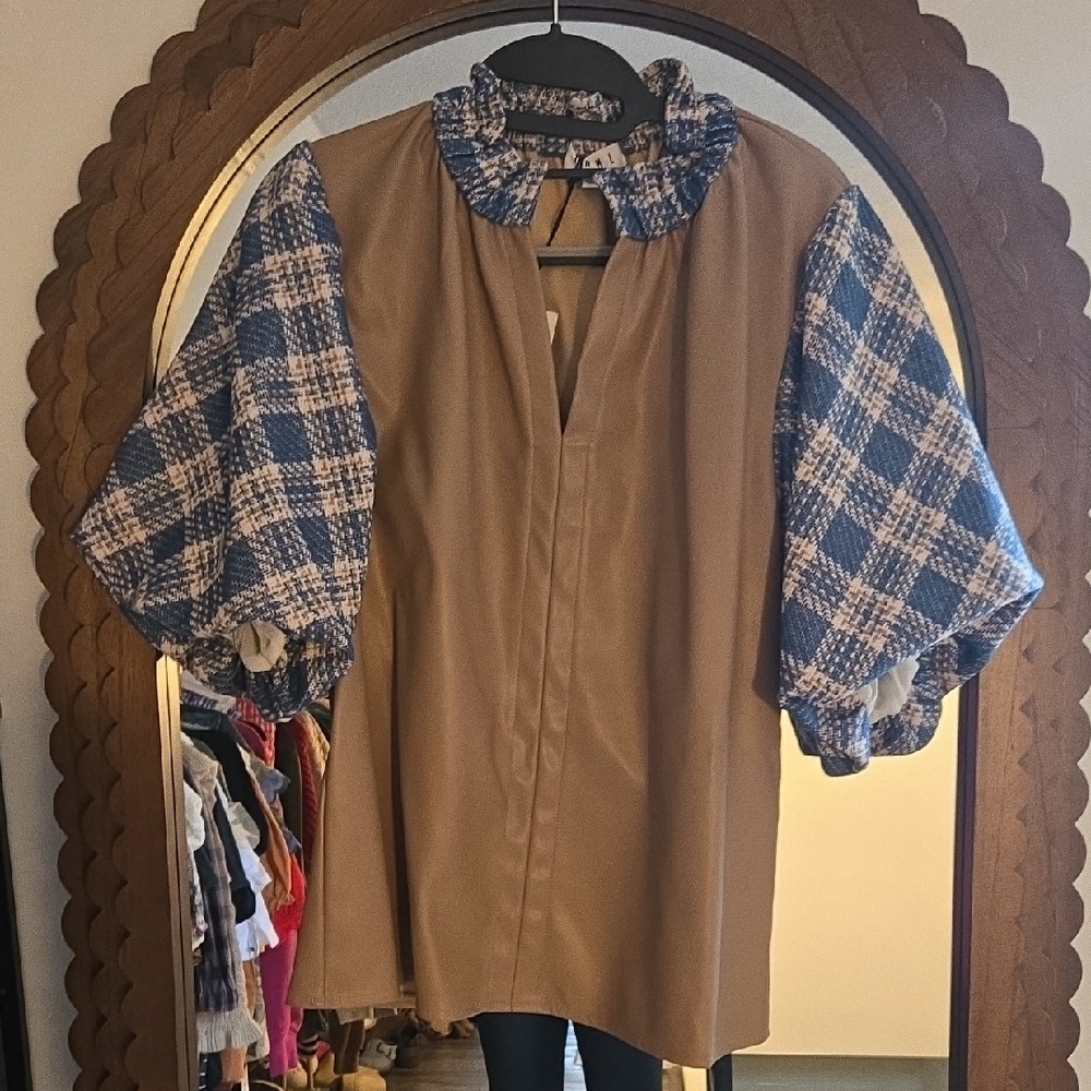 THML Faux Leather Top NWT